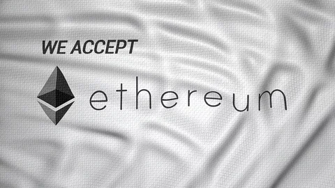 We accept ethereum digital crypto currency logo animation Stock Footage 83461374