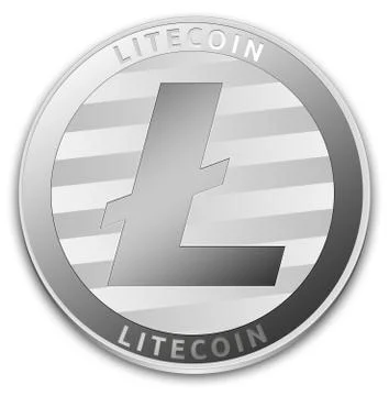 We accept Litecoins. Silver litecoin virtual currency. Stock Illustration