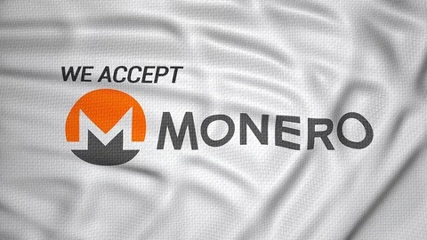 We accept Monero white flag waving animation video logo Stock Footage 83461393