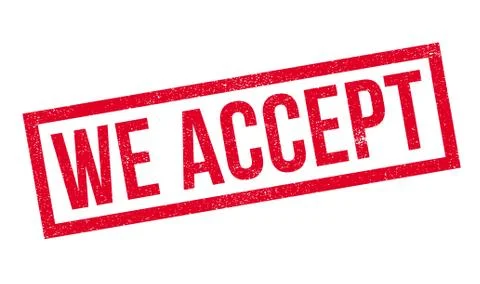 We Accept rubber stamp Stock Illustration