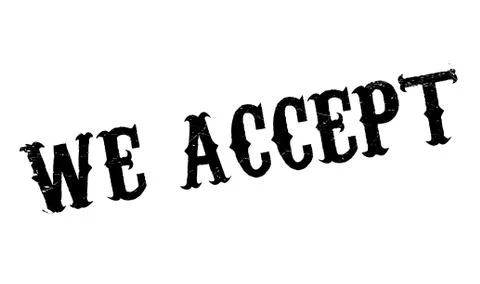 We Accept rubber stamp Stock Illustration