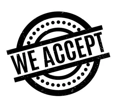 We Accept rubber stamp Stock Illustration
