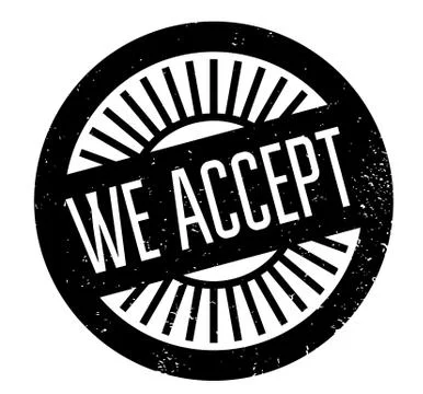 We Accept rubber stamp Stock Illustration