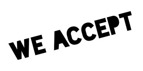 We Accept rubber stamp Stock Illustration