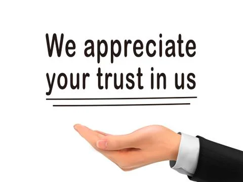 We appreciate your trust in us holding by hand Stock Illustration