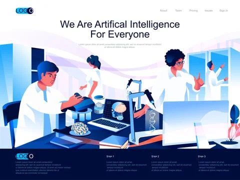 We are Artificial Intelligence for everyone isometric landing page. Illustrazione stock