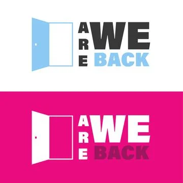 We are back set of posters with door Stockillustratie