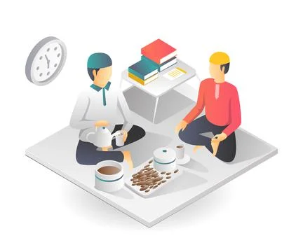 We are breaking fast together Stock Illustration