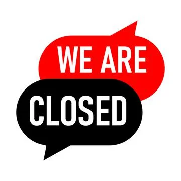 We are closed isolated in brackets sticker icon Stock Illustration