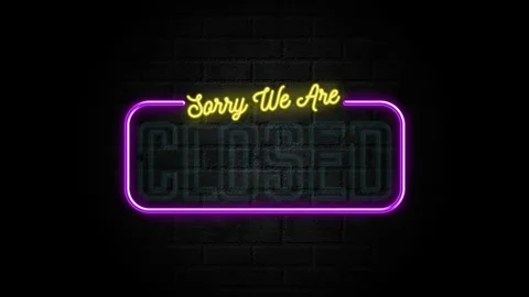 We are closed neon sign motion on a black background Stock Footage 340355805