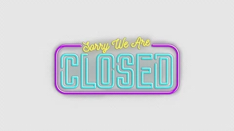 We are closed neon sign loop on alpha channel transparent background Stock Footage 343677479