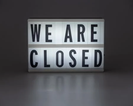 'We are closed' in retro lightbox Stock Photos