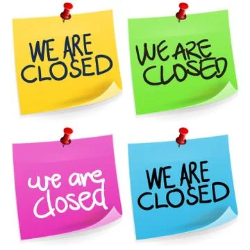 We are Closed Sticky Note Stock Illustration