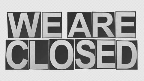 We Are Closed Stop Motion Paper Titles On Alpha Pack Of 2 Video stock 291947274