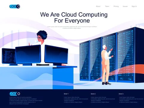 We are Cloud Computing for everyone isometric landing page. 스톡 일러스트