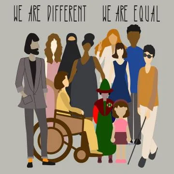 We are different We are equal. Stock Illustration