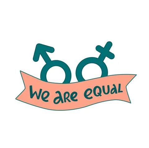 We are equal handwritten phrase slogan. Lettering quotes, type, font isolated on Stock Illustration
