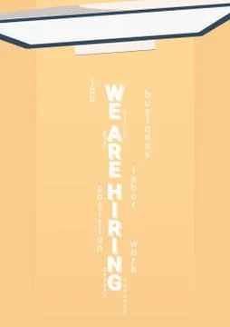 We are hiring and work searches. Banner with computer. Illustrazione stock