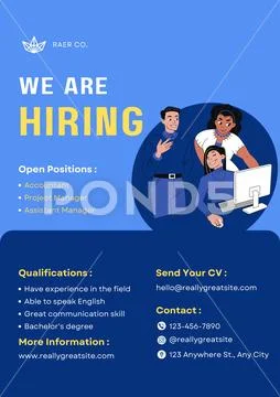 We are hiring announcement with diverse team illustration PSD Template
