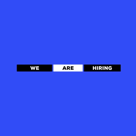 We are hiring, blue background with black and white text element Stock Footage 245474034