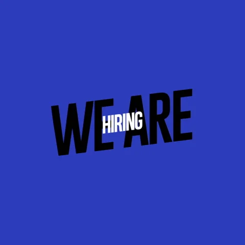 We are hiring, blue background with white and black text Stock Footage 245474049