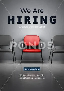 We are hiring bold text with red chair center Modello PSD