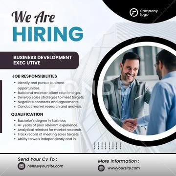We are hiring business development executives PSD Template
