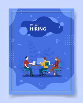 We are hiring candidate interview with corporate manager for template of banners Stock Illustration