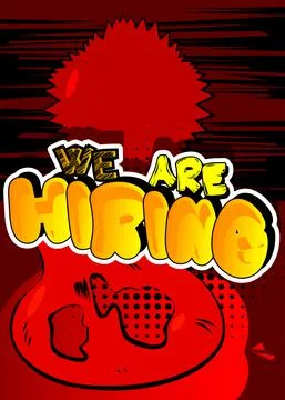 We are hiring. Comic book word text on abstract comics background. Retro pop  Stock Illustration