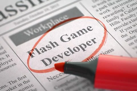 We are Hiring Flash Game Developer. 3D Illustration Stock Illustration