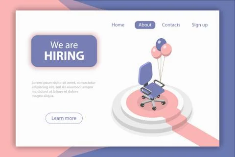 We are hiring flat isometric vector concept. Stock Illustration