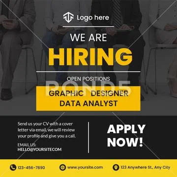 We are hiring graphic designer and data analyst apply now PSD Template