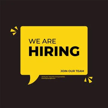 We are hiring isolated on black background. Simple and clean Job vacancy Stock Illustration