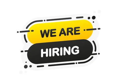 We Are Hiring isolated flat banner on white background. Vector illustration. Stock Illustration