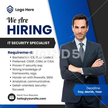 We are hiring it security specialist job advertisement PSD Template