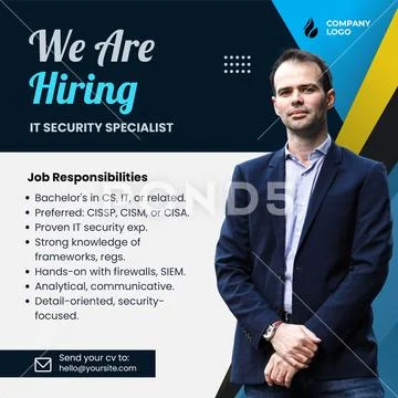 We are hiring it security specialist job opportunity PSD Template
