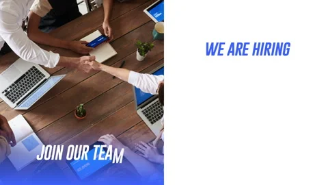 We are hiring, join our team - text animation with background image Stock Footage 242583456