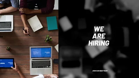 We are hiring, join our best team - animated text with background image Stock Footage 242584146