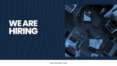 We are hiring, join our best team, text animation with black blue background Stock Footage 243448405