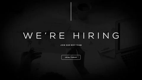 We are hiring, join our best team, join today - text animation with black ba Stock Footage 243448413