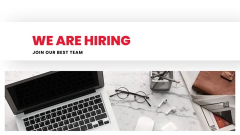 We are hiring, join our best team, text animation with white background and  Stock Footage 243448740