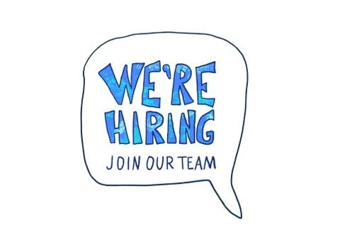 We are hiring. Join our team.  Bubble speech with quote. Template for ad of c Stock Illustration