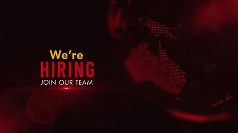 We Are Hiring Join Our Team On Red Light With Partial Of Dotted Globe World Map Stock Illustration
