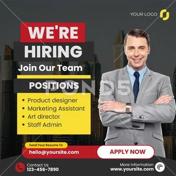 We are hiring join our team positions available apply now PSD Template