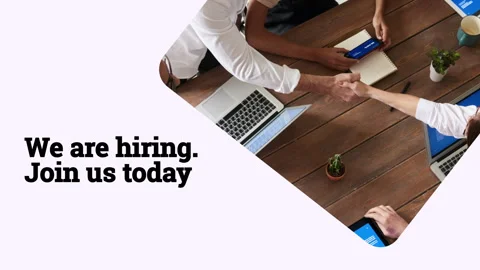 We are hiring, join us - text animation with image of business team Stock Footage 242584813