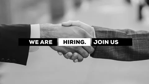 We are hiring. join us - text animation with hand skahe background image Stock Footage 242585034
