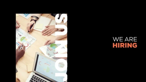 We are hiring, join us - text animation with black and orange background, Stock Footage 243449299