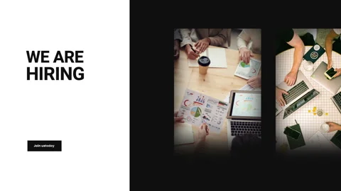 We are hiring, join us today - text animation with white and black backgroun Stock Footage 243450342