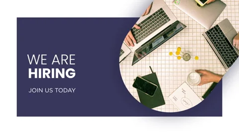 We are hiring, join us today with image background of small team at working  Stock Footage 243450672