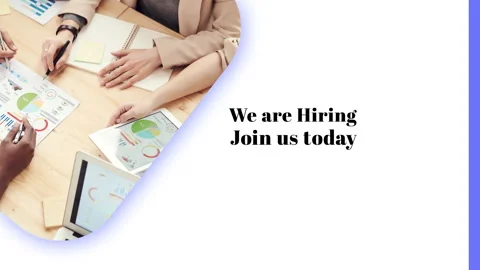 We are hiring, join us today, with white background and working desk Stock Footage 243451421